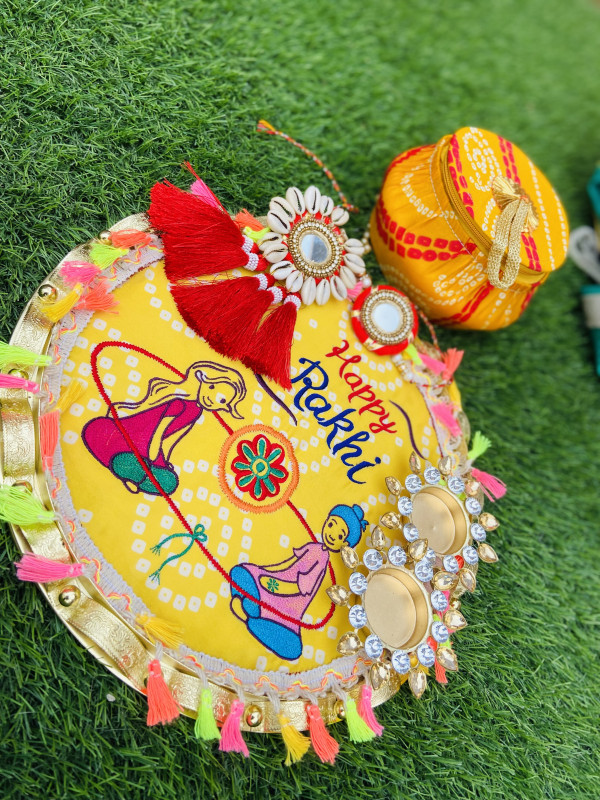 Yellow rakhi Thaal