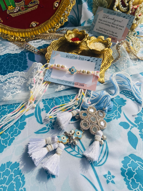 Mirror evil eye Rakhi set